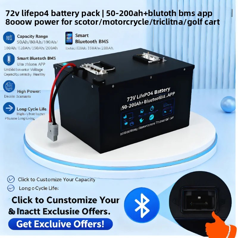 72V 60Ah Lifepo4 Battery Pack - 72V LiFePO4-accu 50Ah-200Ah | Bluetooth BMS