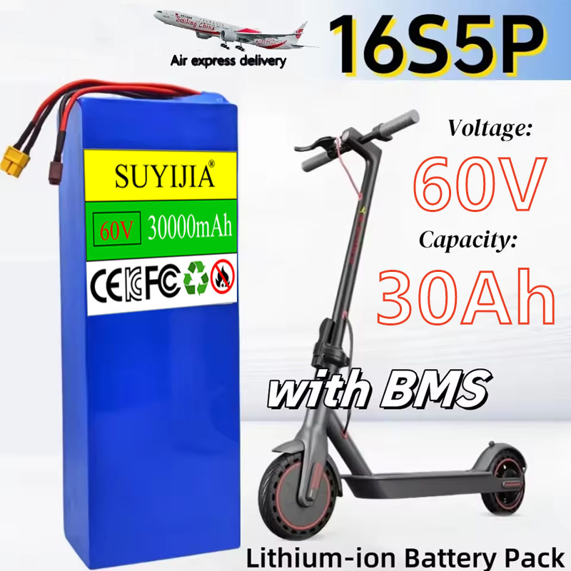 60V 30Ah Electric Scooter Battery - 16S5P 60V 30000mAh Batterij 18650 30AH