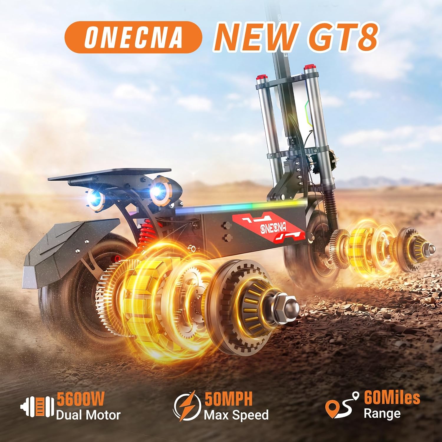ONEONA GT8: opvouwbare elektri - 60V 5600W Dual Motor Electric Scooter recensie en prijs